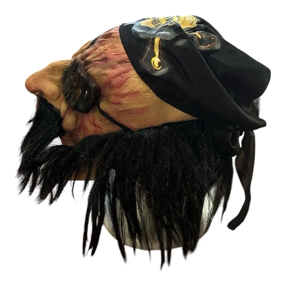 Pirate Latex Mask Halloween The Paper Magic Group 2008 Synthetic Hair Bandana